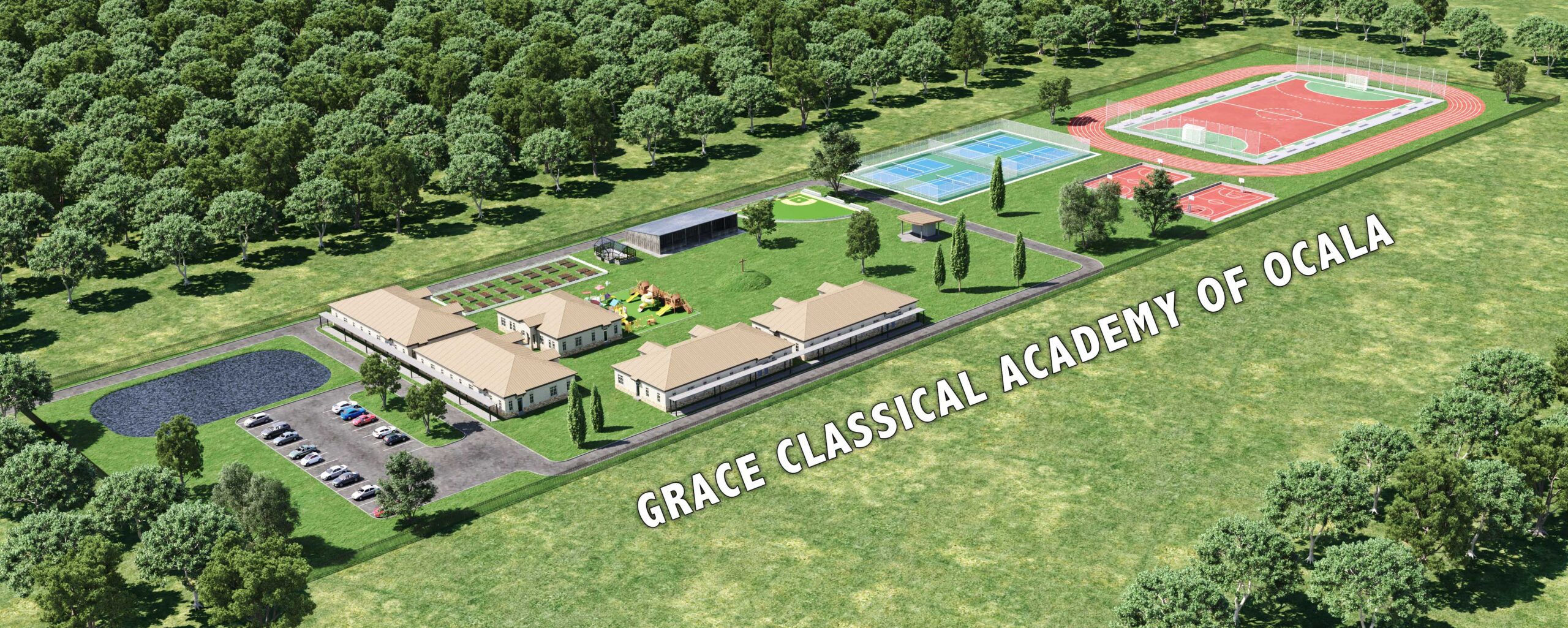 Rendering of future campus for Grace Classical Academy Ocala